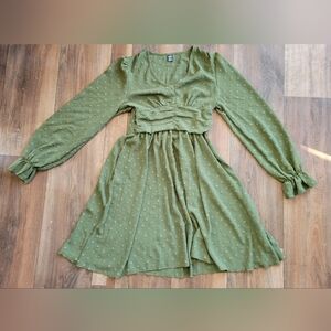 SHEIN Olive Green Textured Dress